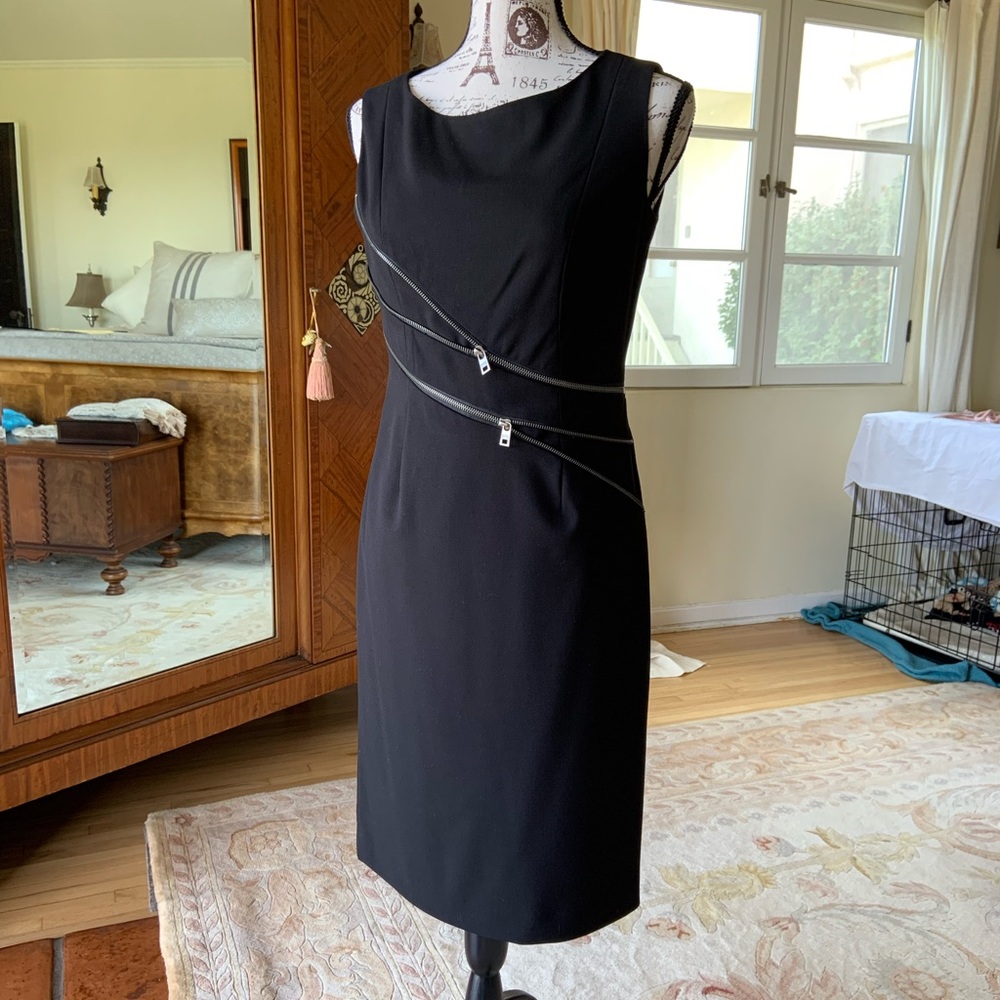 Andrew Marc Zipper Little Black Dress